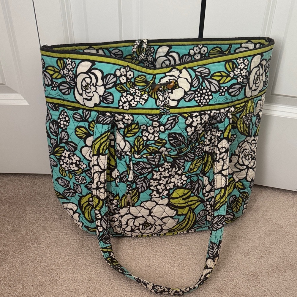 Vera Bradley Floral Tote Bag - Blue and Green